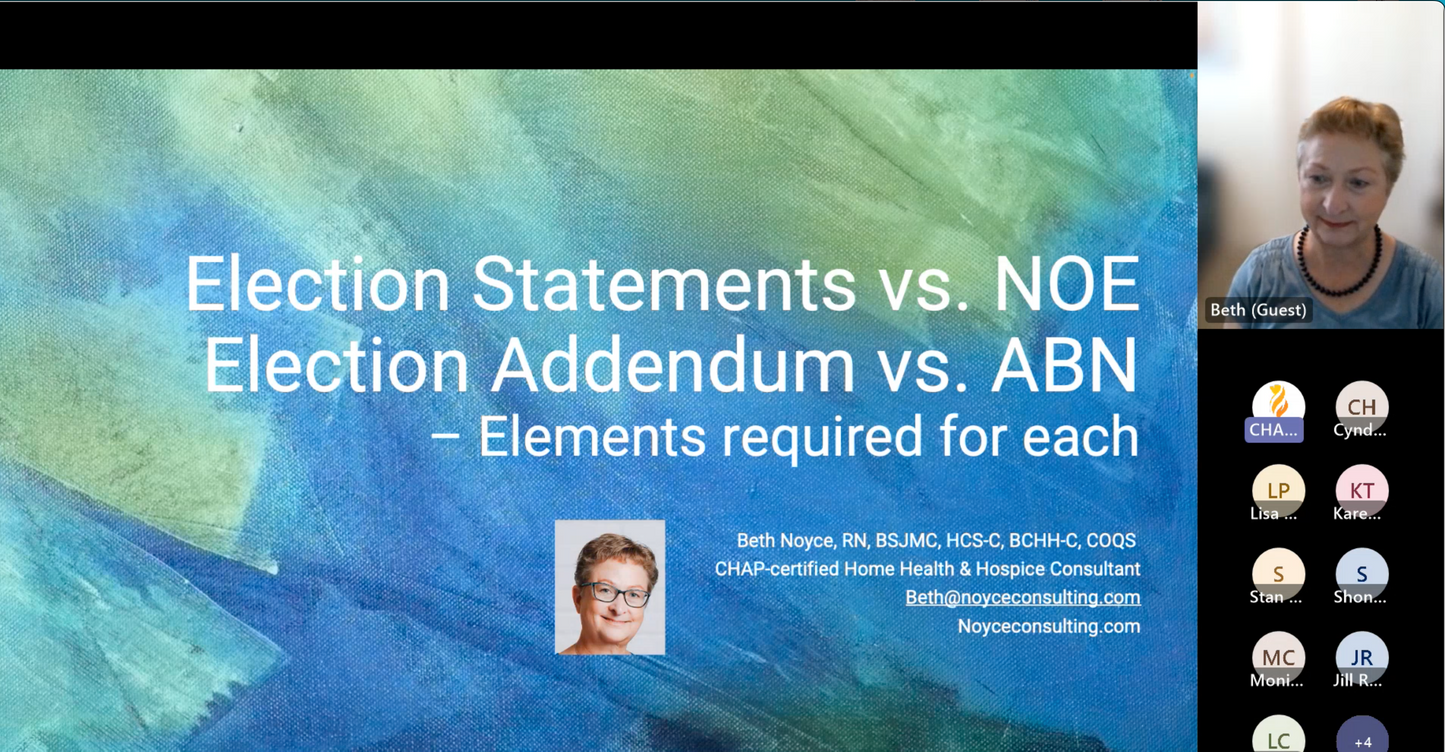 Hospice Election Addendum vs ABN and NOE vs Election Statements