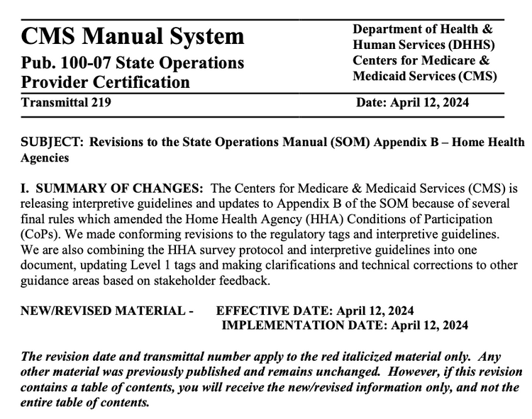 Home Health COPs and Interpretive Guidelines Update Finalized – Noyce ...